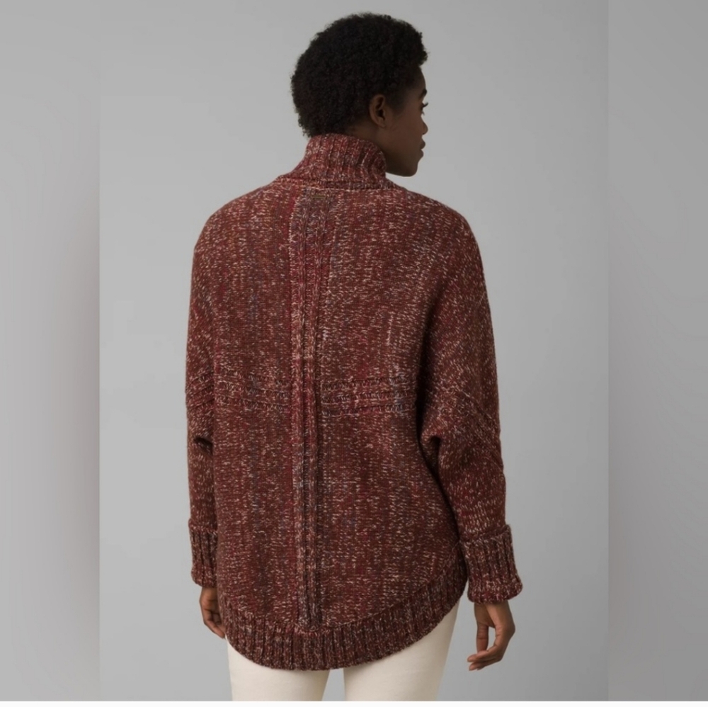 NWT Prana Ridge Run Duster Cardigan Wool Blend Sweater Clove Wine XL - Picture 3 of 8